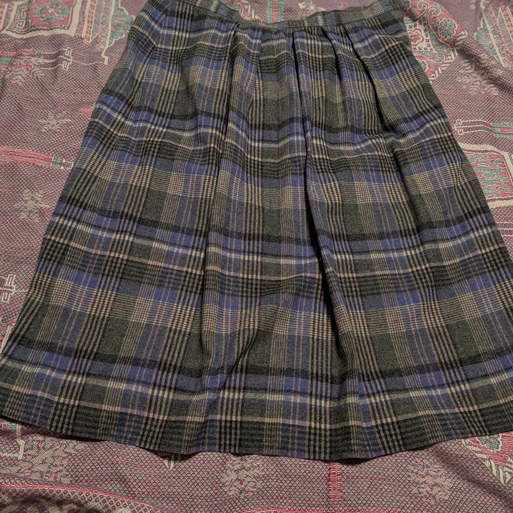 Pendleton A-Line Skirt in Black and Blue Plaid